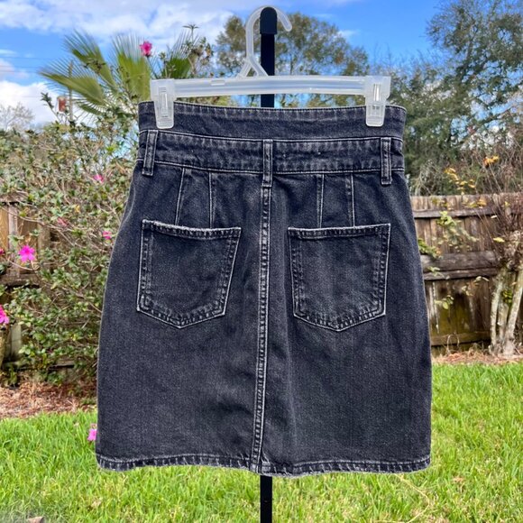 Anthropologie PILCRO Denim Paper Bag Skirt in Washed Black Size 0 - Picture 4 of 10